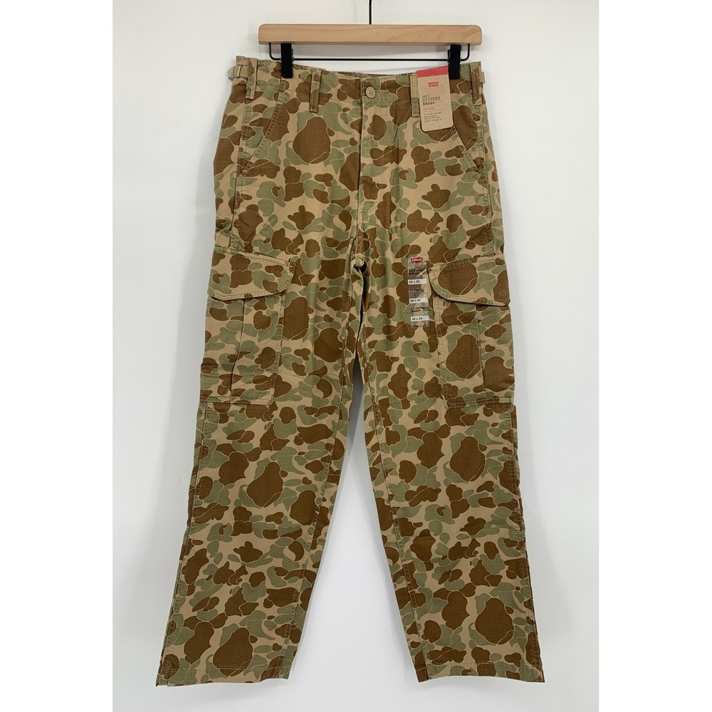 Levi XX Cargo Baggy Pants Mens 30x30 Camo Ripstop Tapered Leg NEW
